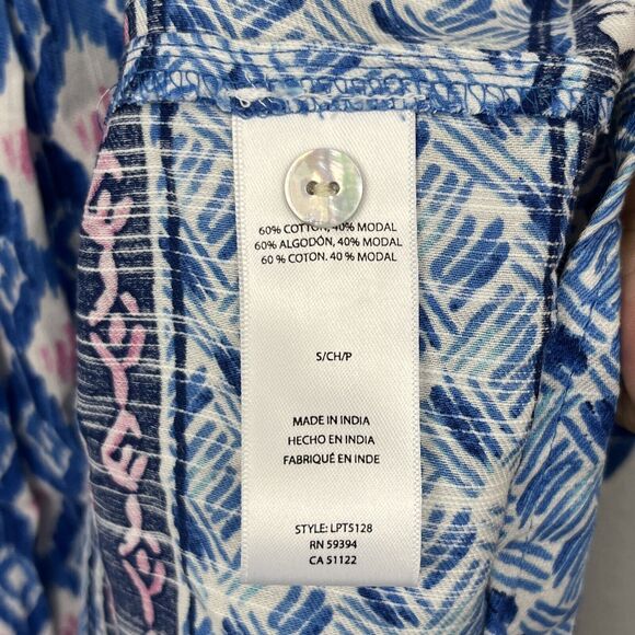 NWT Beach Lunch Lounge Blue Kaylee Sleeveless Peplum Top - Moroccan Tile -Size S - Picture 8 of 11